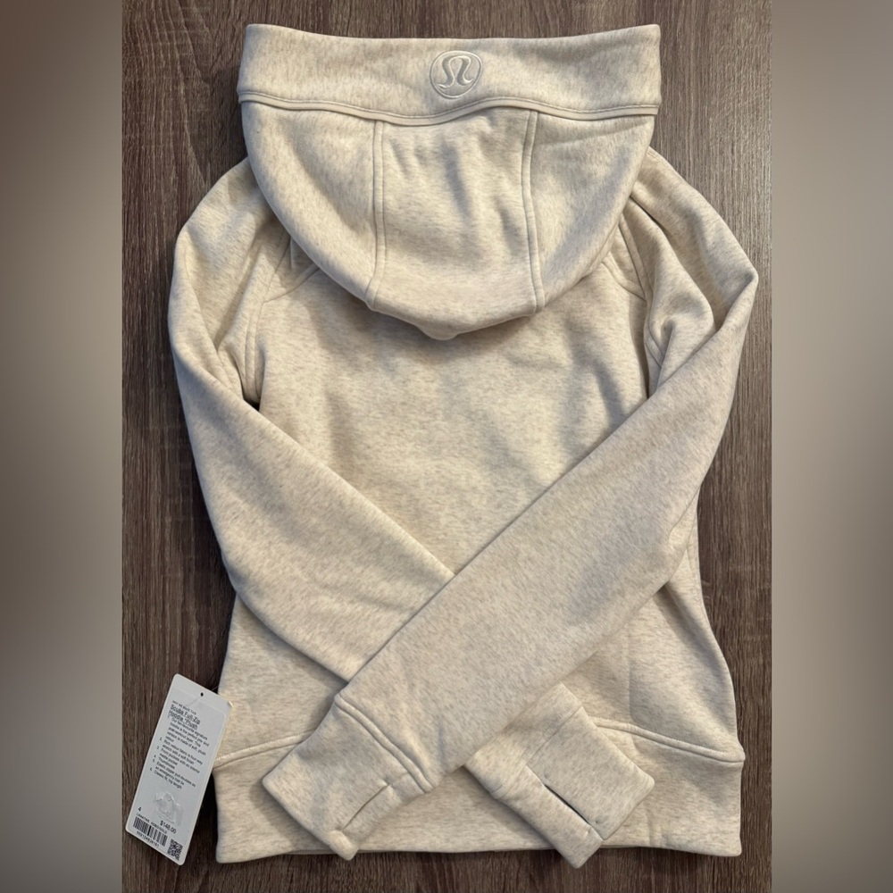 Lululemon Scuba full zip hoodie plush. Heathered Bone with gold zipper. Size 4. - Picture 15 of 16